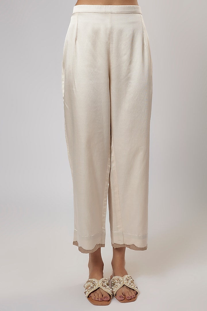 Ivory Habutai Silk Resham Work Kaftan Set by Prisho at Pernia's Pop Up Shop