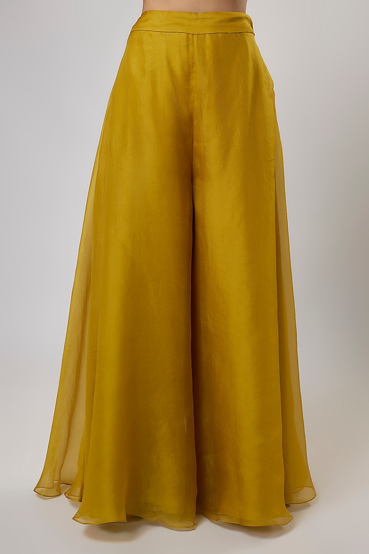 Yellow Organza Thread Work Cape Set by Prisho at Pernia's Pop Up Shop