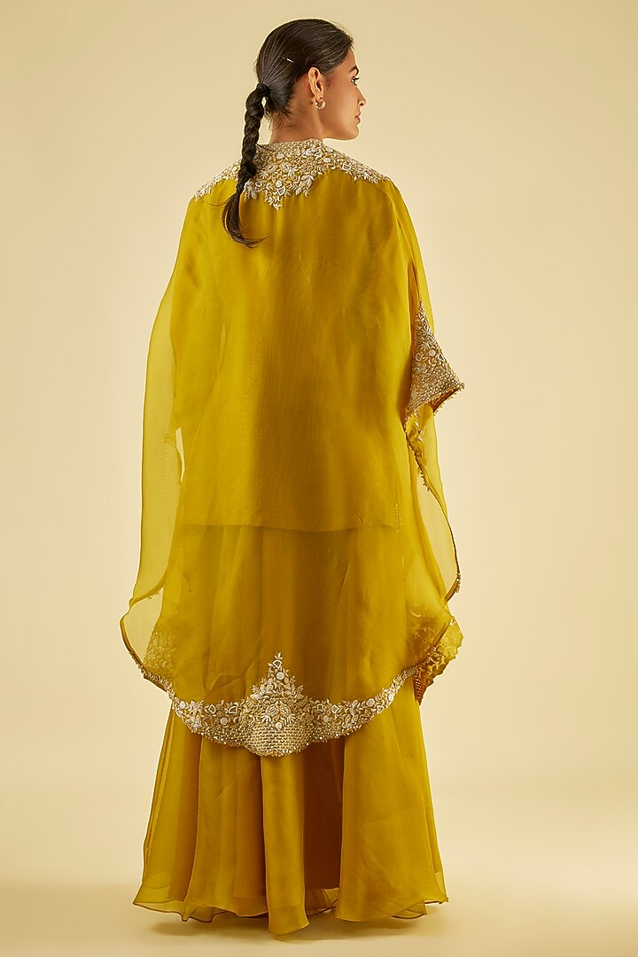 Mustard Silk Wedding Sharara Set by Prisho at Pernia's Pop Up Shop
