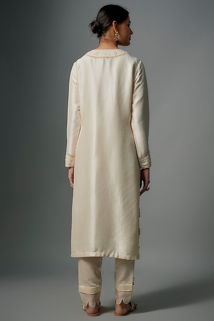 Ivory Silk Resham Embroidered Kurta Set by Prisho at Pernia's Pop Up Shop
