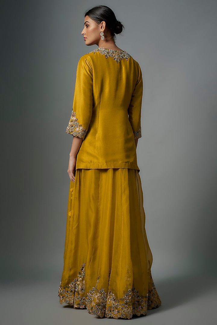 Mustard Organza Kalidar Bridal Sharara Set by Prisho at Pernia's Pop Up Shop