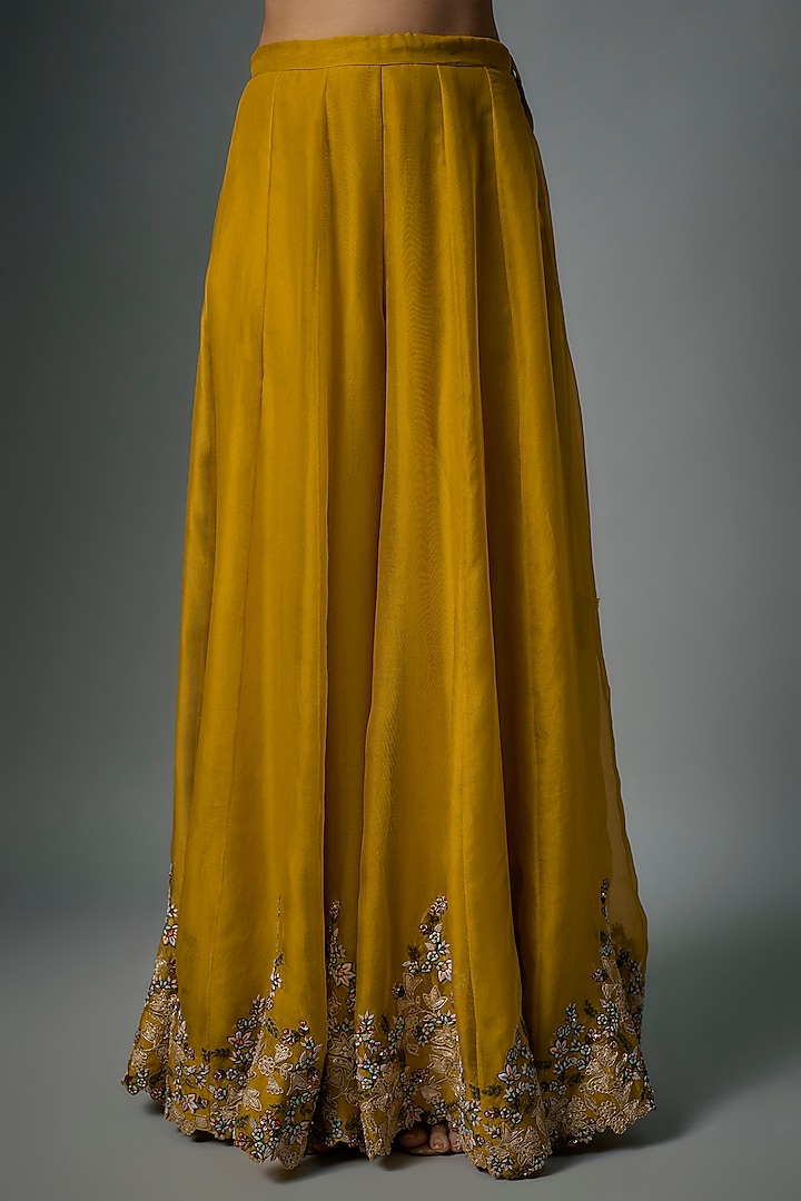 Mustard Organza Kalidar Bridal Sharara Set by Prisho at Pernia's Pop Up Shop