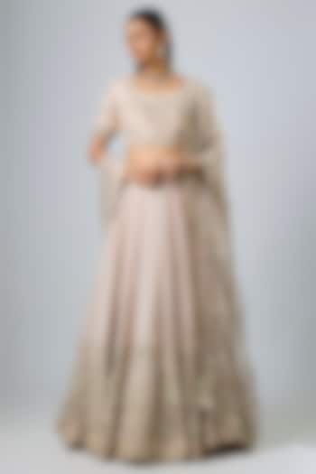 Flamingo Pink Organza Resham Work Bridal Lehenga Set by Prisho at Pernia's Pop Up Shop