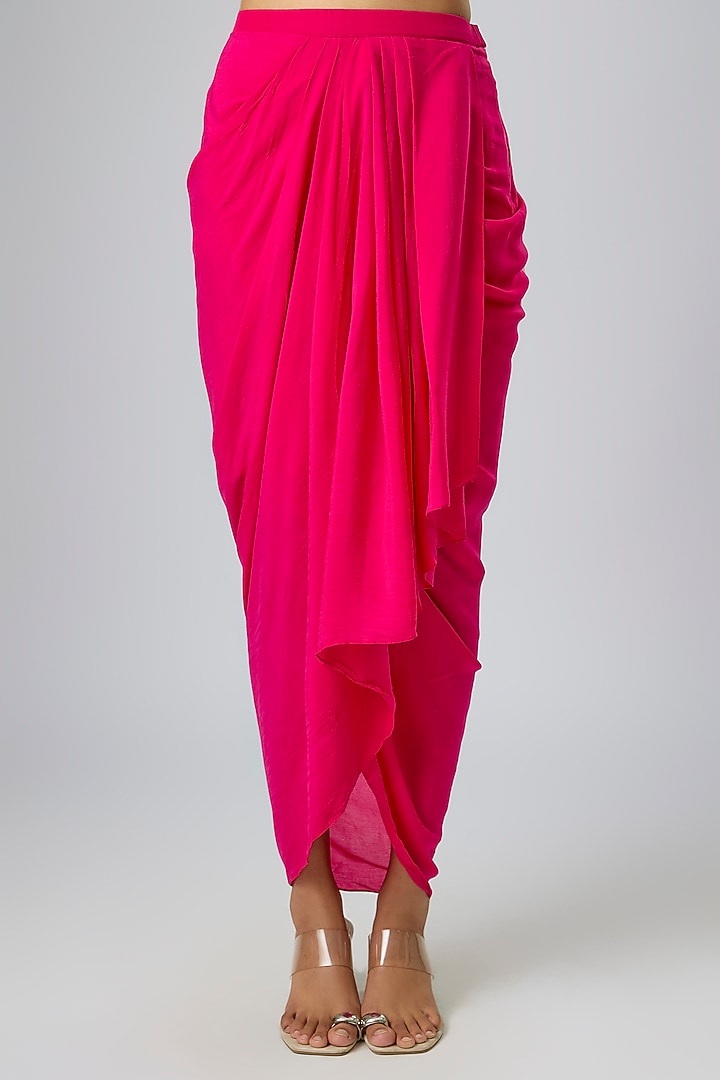 Fuchsia Pink Crepe Skirt Set by Prisho at Pernia's Pop Up Shop
