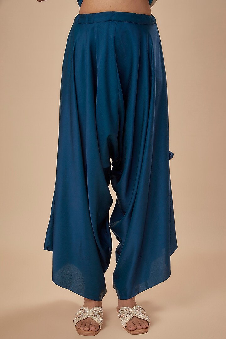 Navy Blue Organza Resham Embroidered Cape Set by Prisho at Pernia's Pop Up Shop