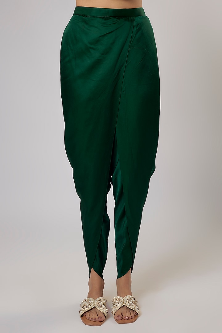 Bottle Green Silk Zari Work Kurta Set by Prisho at Pernia's Pop Up Shop