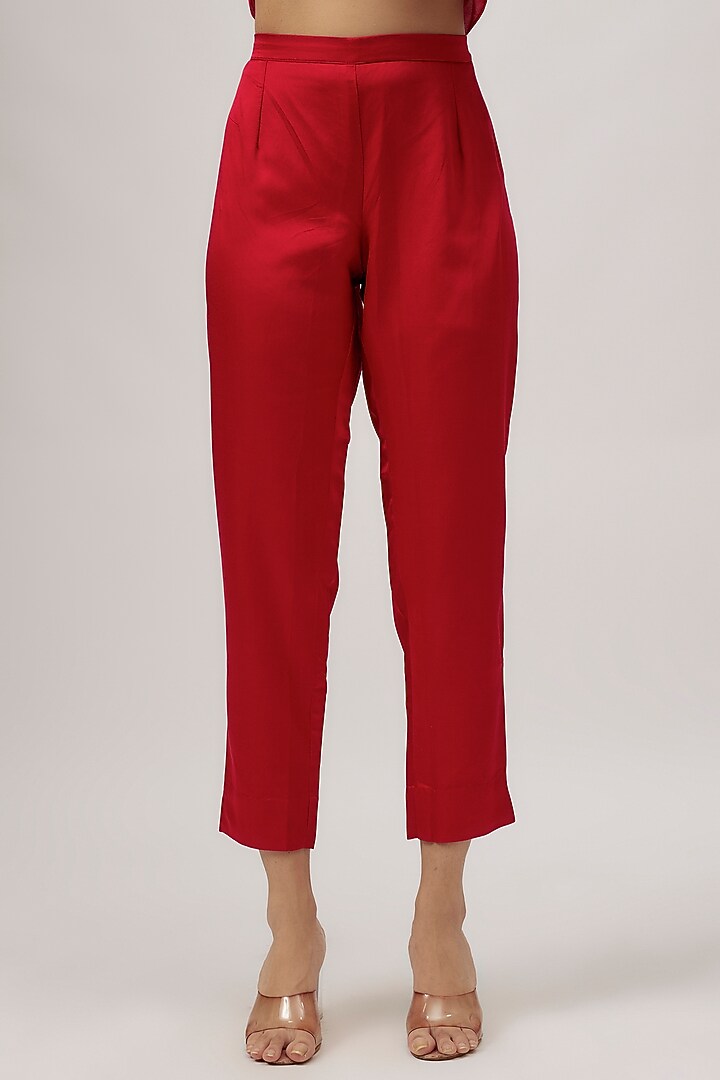 Red Silk Gota Work Kaftan Set by Prisho at Pernia's Pop Up Shop