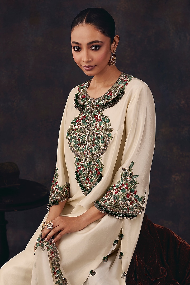 Ivory Silk Dori Embroidered Kurta Set by Prisho at Pernia's Pop Up Shop