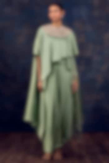 Aqua Silk & Organza Co-Ord Set by Prisho at Pernia's Pop Up Shop