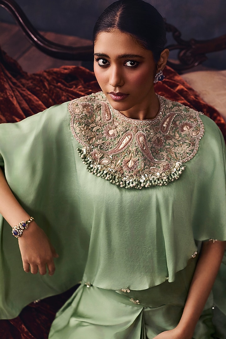 Aqua Silk & Organza Co-Ord Set  by Prisho at Pernia's Pop Up Shop