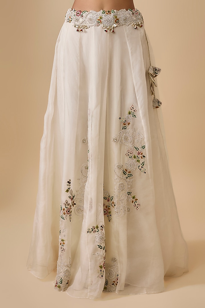 Ivory Organza Multi-Thread Embellished Cape Set by Prisho at Pernia's Pop Up Shop