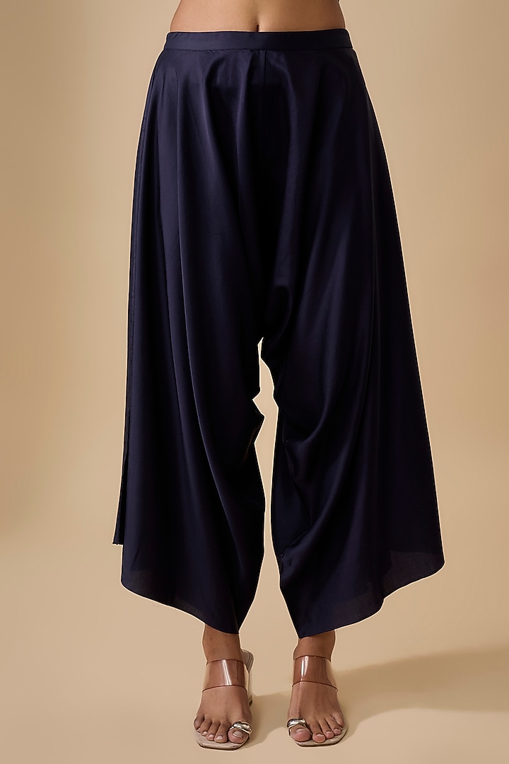 Royal Blue Silk Mirror Work Kaftan Set by Prisho at Pernia's Pop Up Shop
