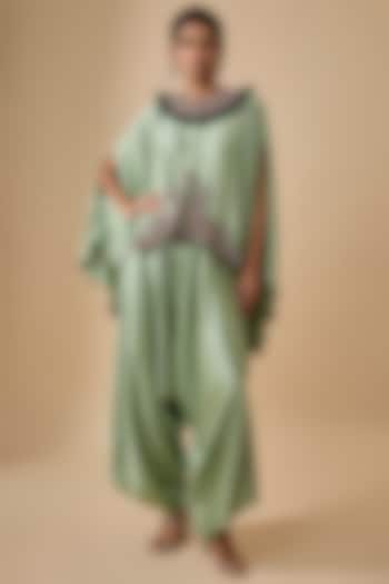 Deep Aqua Dori & Thread Work Kaftan Set by Prisho at Pernia's Pop Up Shop