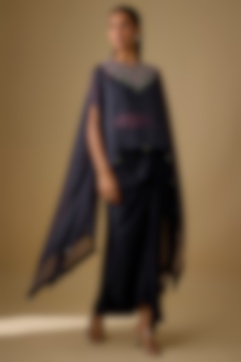 Royal Blue Modal Satin Skirt Set by Prisho at Pernia's Pop Up Shop