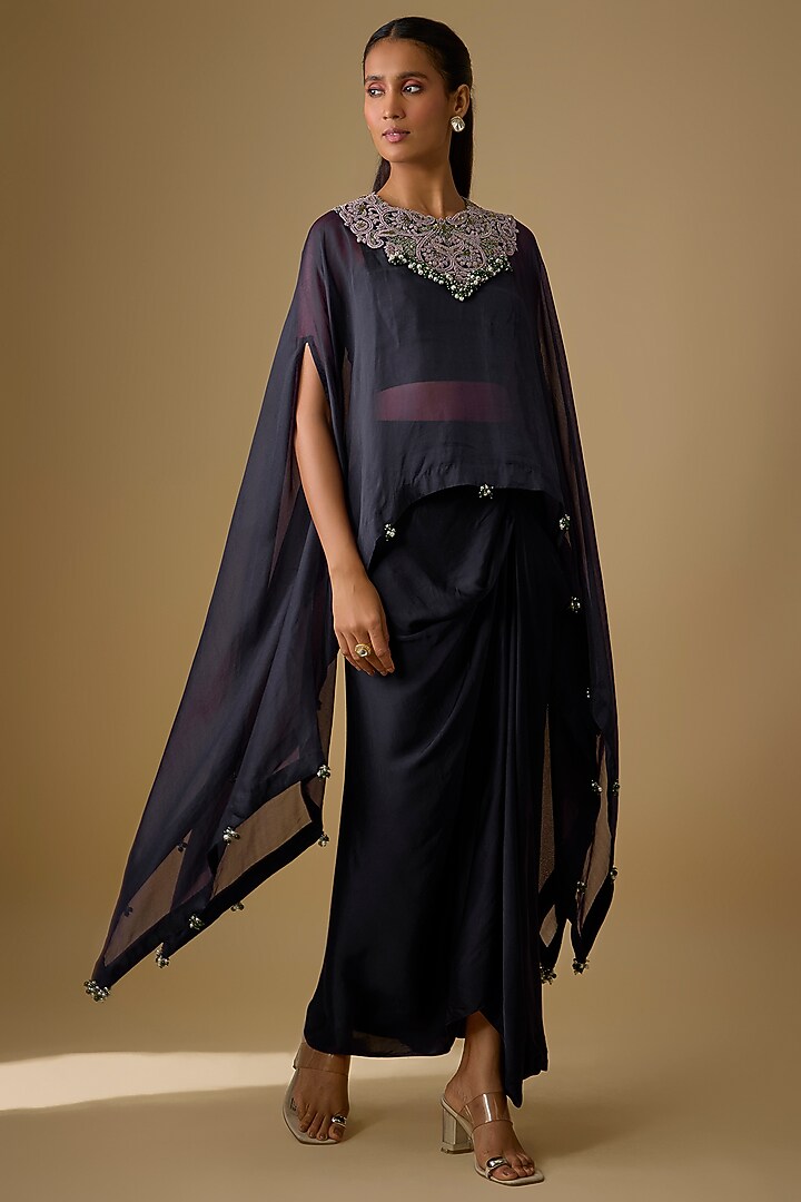 Royal Blue Modal Satin Skirt Set by Prisho at Pernia's Pop Up Shop