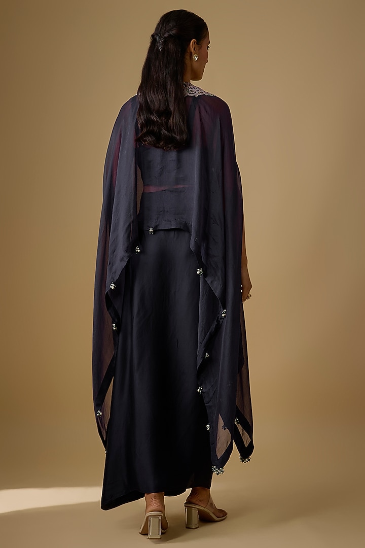 Royal Blue Modal Satin Skirt Set by Prisho at Pernia's Pop Up Shop