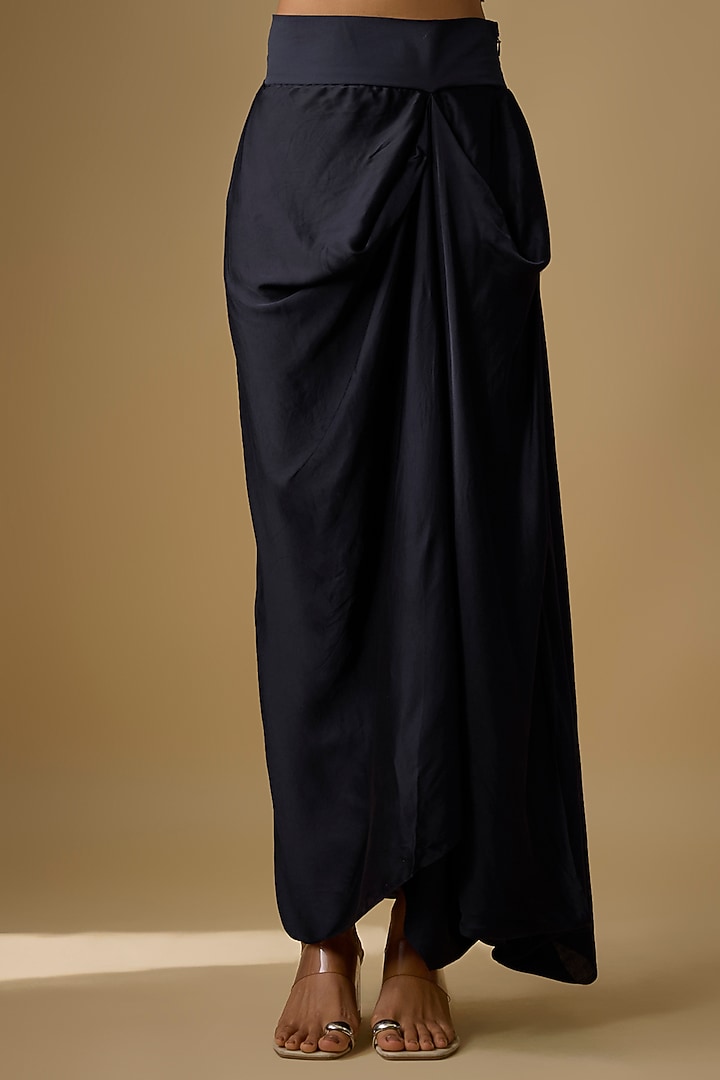 Royal Blue Modal Satin Skirt Set by Prisho at Pernia's Pop Up Shop
