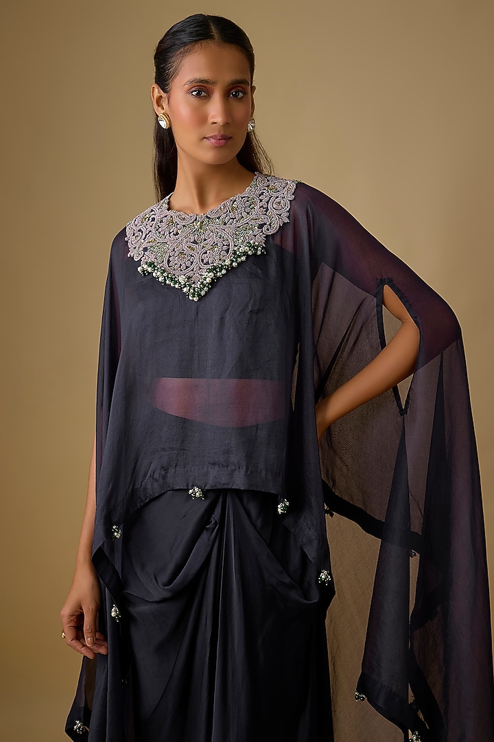 Royal Blue Modal Satin Skirt Set by Prisho at Pernia's Pop Up Shop