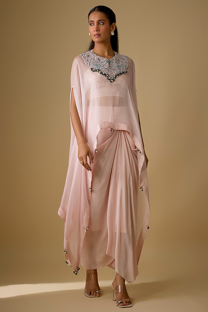 Flamingo Pink Modal Satin Skirt Set by Prisho at Pernia's Pop Up Shop