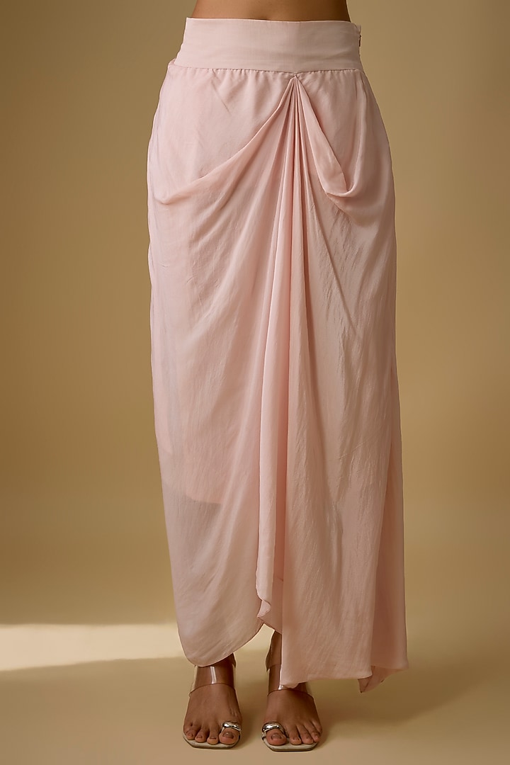 Flamingo Pink Modal Satin Skirt Set by Prisho at Pernia's Pop Up Shop