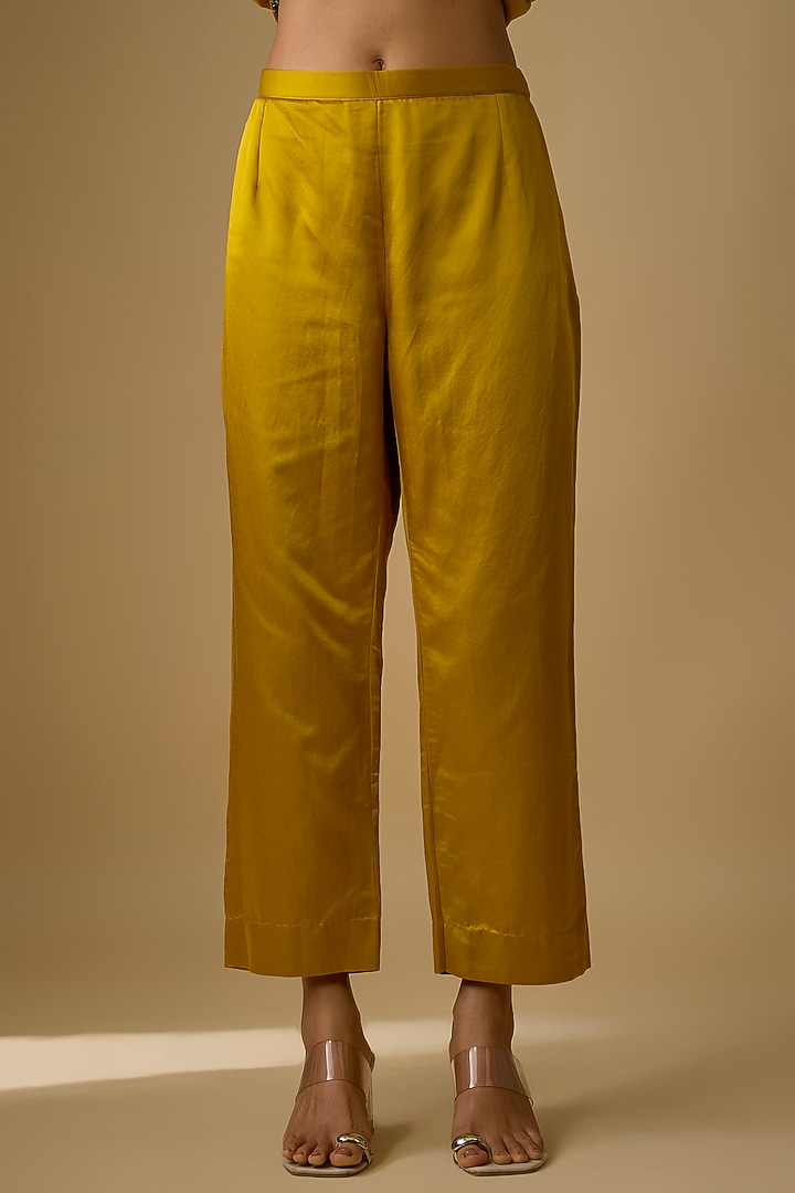 Mustard Silk Resham Work Kurta Set by Prisho at Pernia's Pop Up Shop