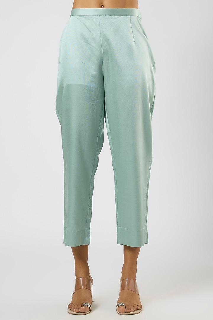 Aqua Silk Resham Embroidered High-Low Kaftan Set by Prisho at Pernia's Pop Up Shop