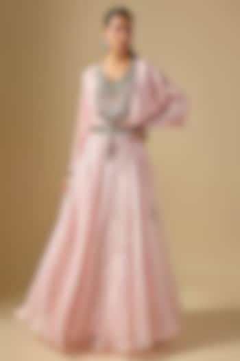 Flamingo Pink Organza Skirt Set by Prisho at Pernia's Pop Up Shop