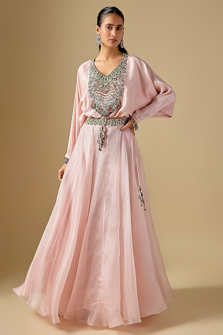 Flamingo Pink Organza Skirt Set by Prisho at Pernia's Pop Up Shop