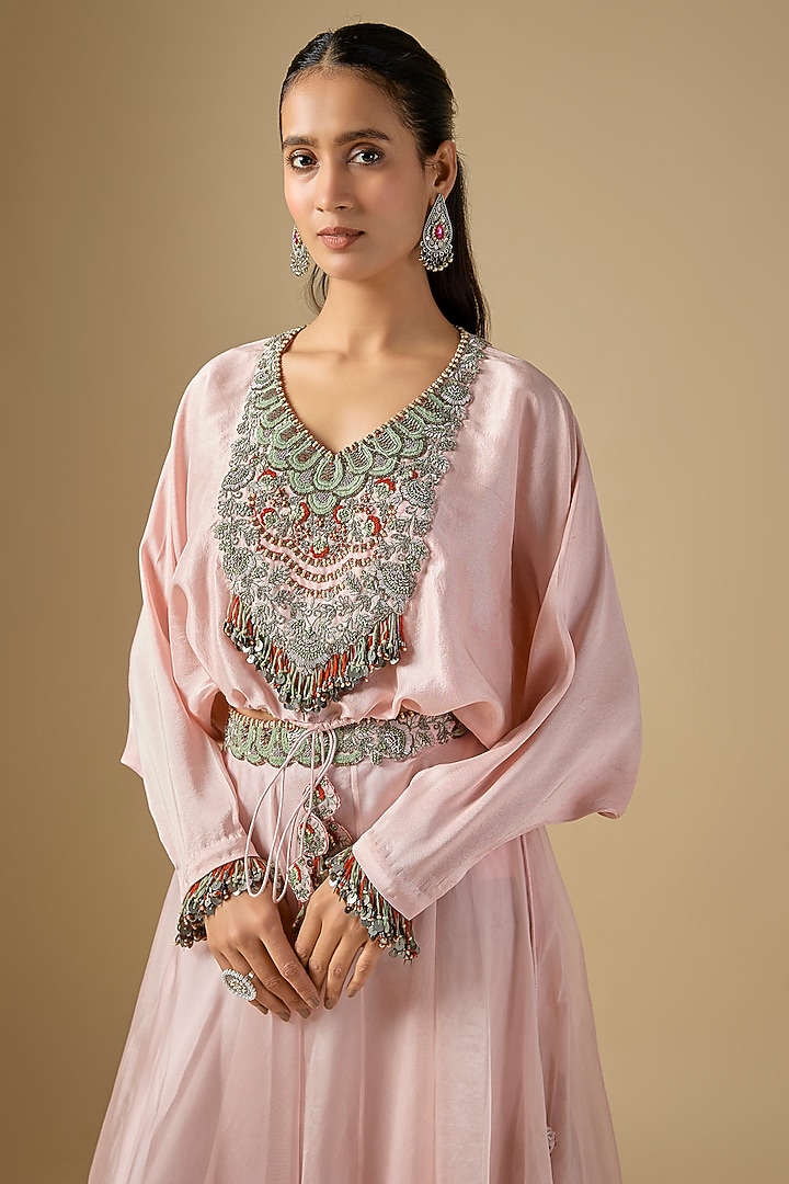 Flamingo Pink Organza Skirt Set by Prisho at Pernia's Pop Up Shop