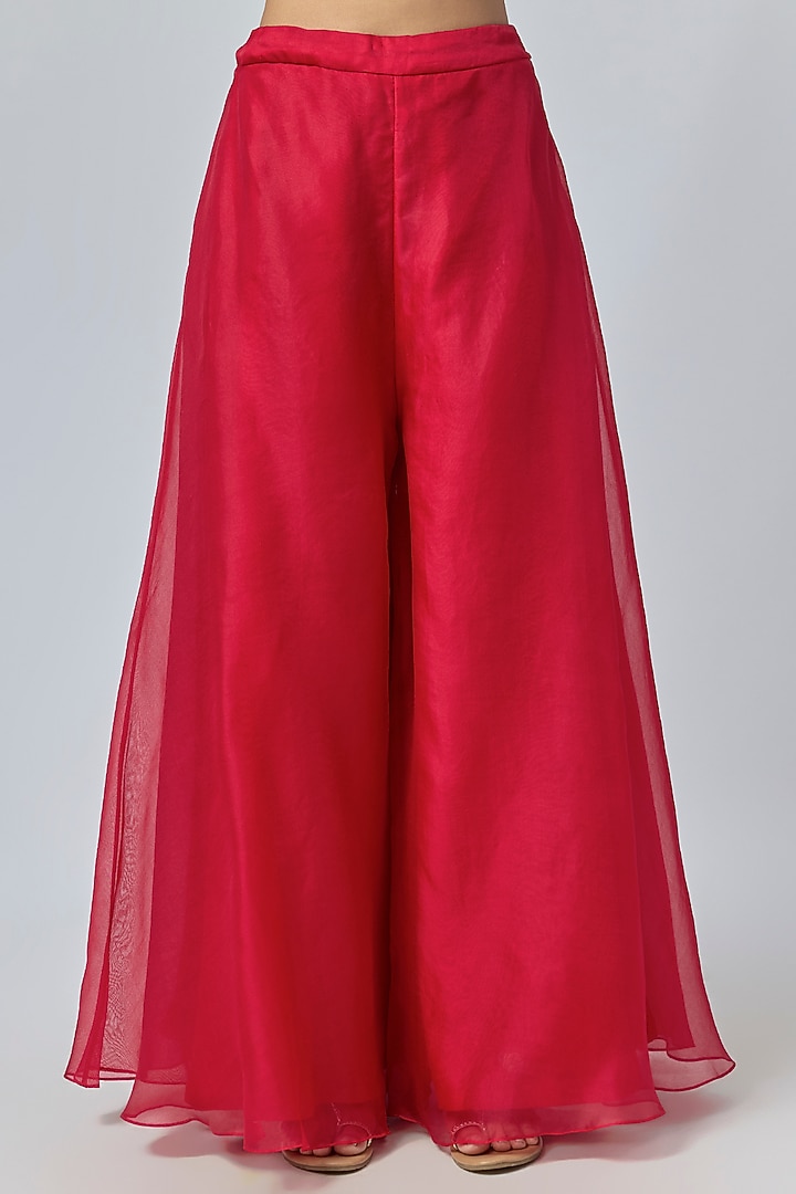 Red Organza Wedding Sharara Set by Prisho at Pernia's Pop Up Shop
