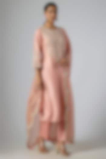 Flamingo Pink Silk Resham Embroidered Kurta Set by Prisho at Pernia's Pop Up Shop