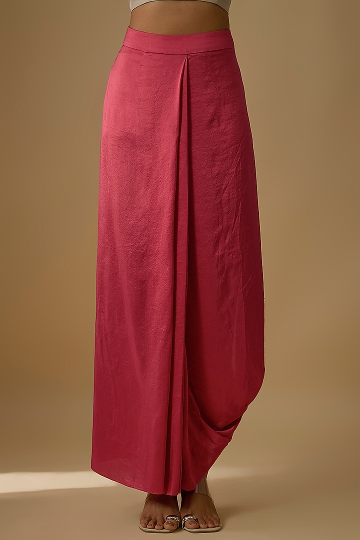 Deep Peach Silk Thread Work Draped Wedding Saree Set by Prisho at Pernia's Pop Up Shop