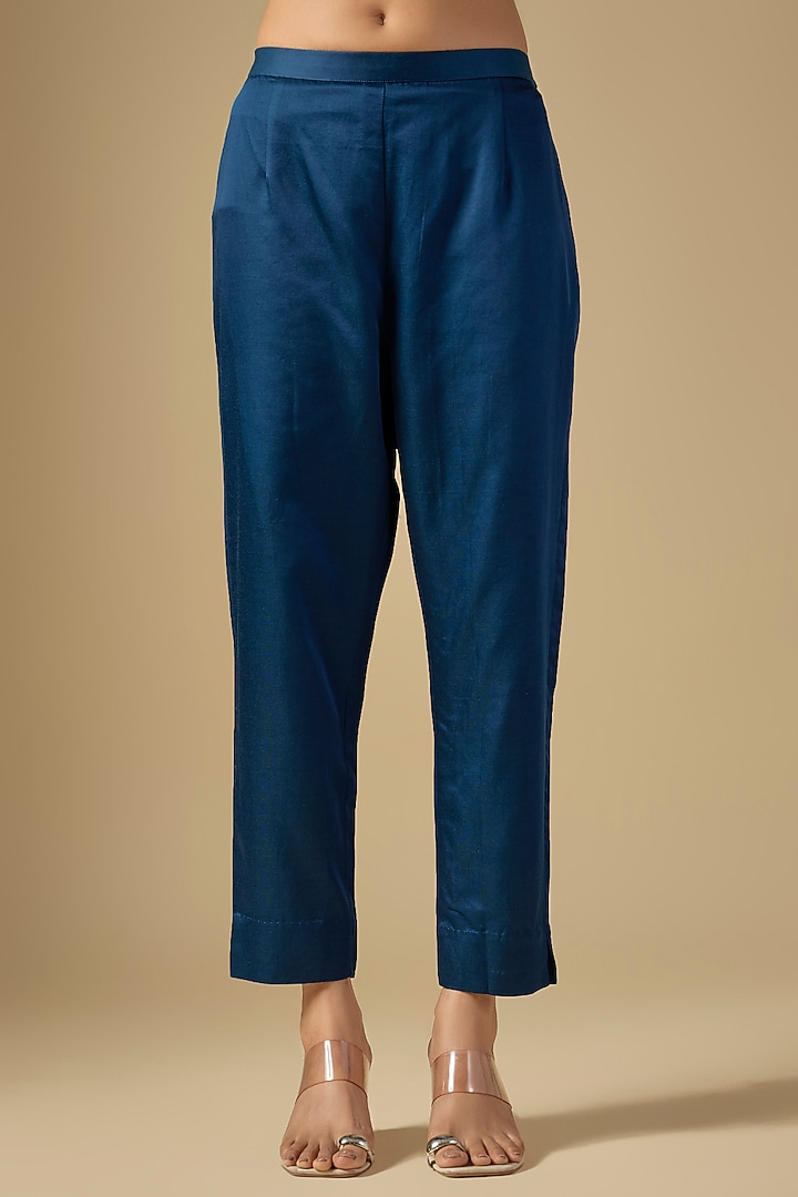 Blue Silk Resham Work Kurta Set by Prisho at Pernia's Pop Up Shop