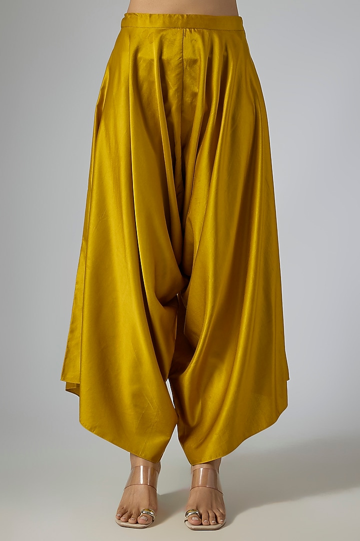 Mustard Organza Thread Embroidered Cape Set by Prisho at Pernia's Pop Up Shop