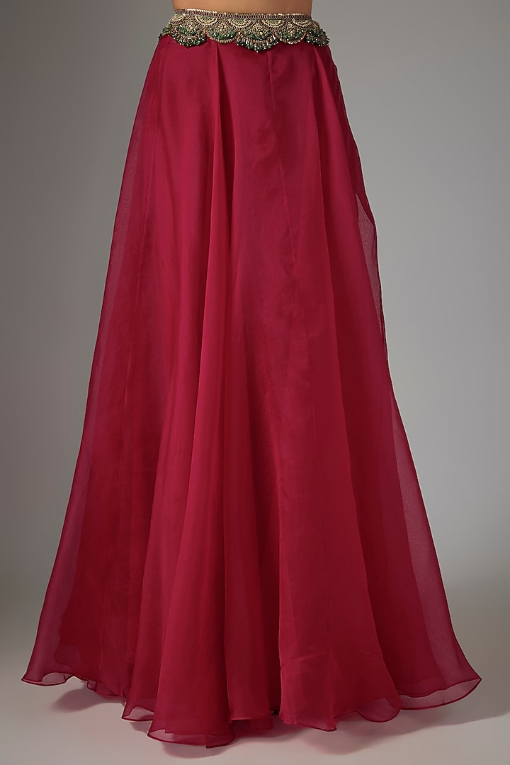 Cherry Red Organza Skirt Set by Prisho at Pernia's Pop Up Shop
