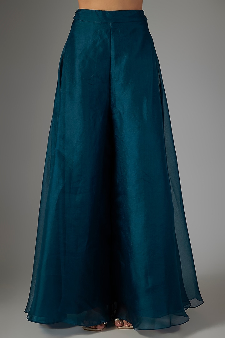 Blue Organza Wedding Sharara Set by Prisho at Pernia's Pop Up Shop