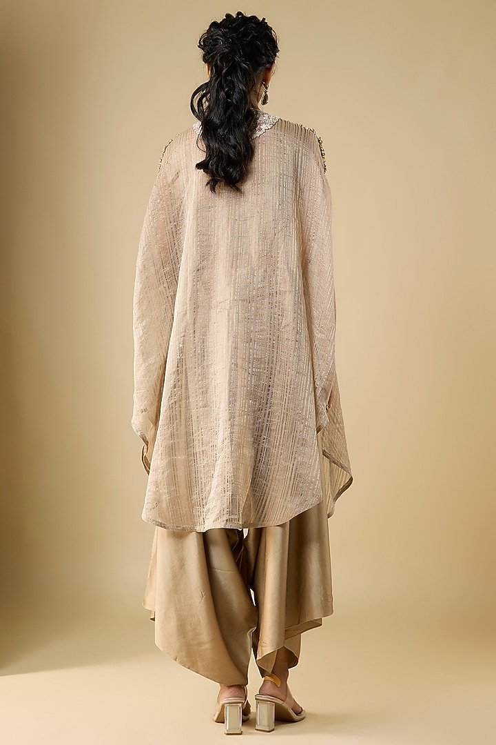 Beige Tissue Resham Work Kaftan Set by Prisho at Pernia's Pop Up Shop