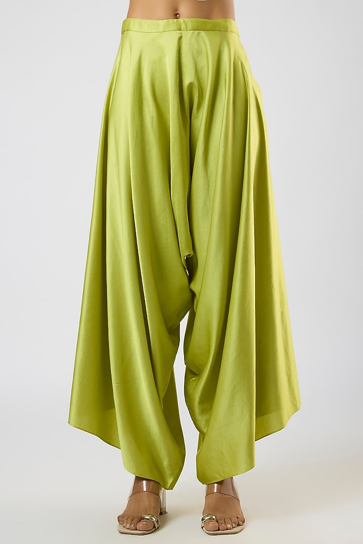 Lemon Green Organza Moti Embroidered Cape Set by Prisho at Pernia's Pop Up Shop
