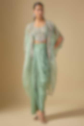 Aqua Organza Dori Work Cape Set by Prisho at Pernia's Pop Up Shop