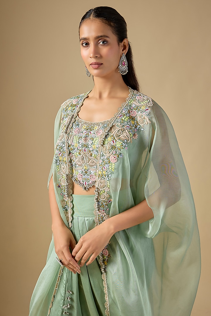 Aqua Organza Dori Work Cape Set by Prisho at Pernia's Pop Up Shop