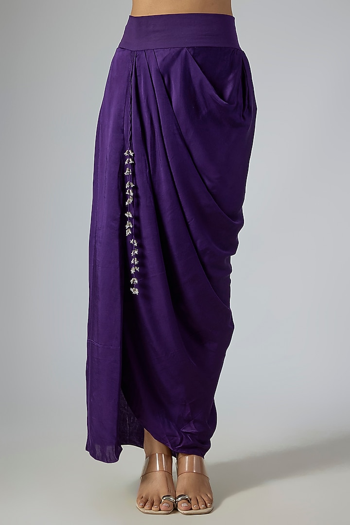 Dark Purple Organza Dori Embroidered Cape Set by Prisho at Pernia's Pop Up Shop