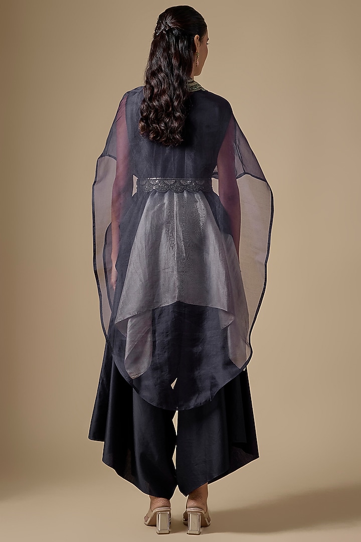 Royal Blue Organza Resham Work Cape Set by Prisho at Pernia's Pop Up Shop