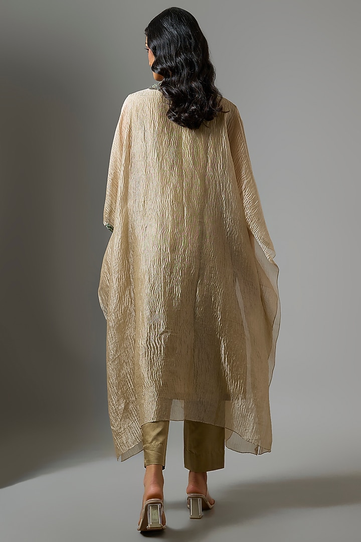 Champagne Crushed Tissue Kaftan Set by Prisho at Pernia's Pop Up Shop