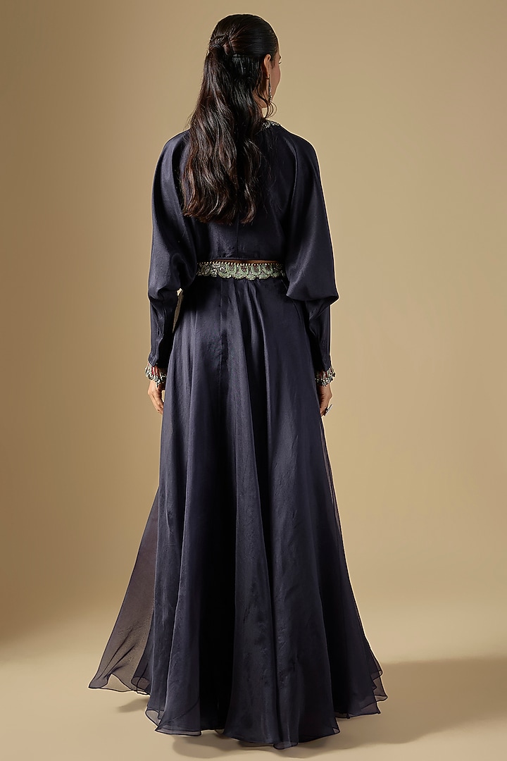 Royal Blue Organza Skirt Set by Prisho at Pernia's Pop Up Shop