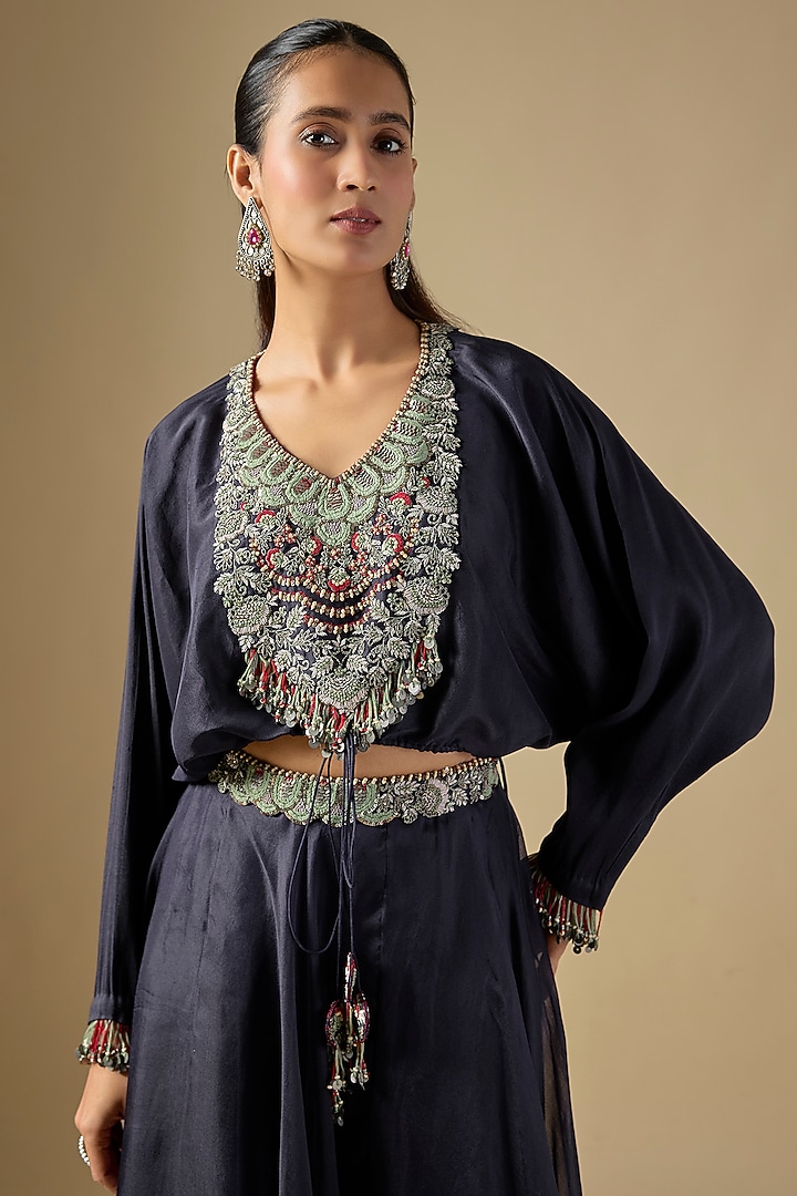 Royal Blue Organza Skirt Set by Prisho at Pernia's Pop Up Shop