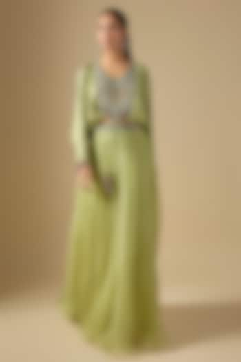 Green Organza Skirt Set by Prisho at Pernia's Pop Up Shop