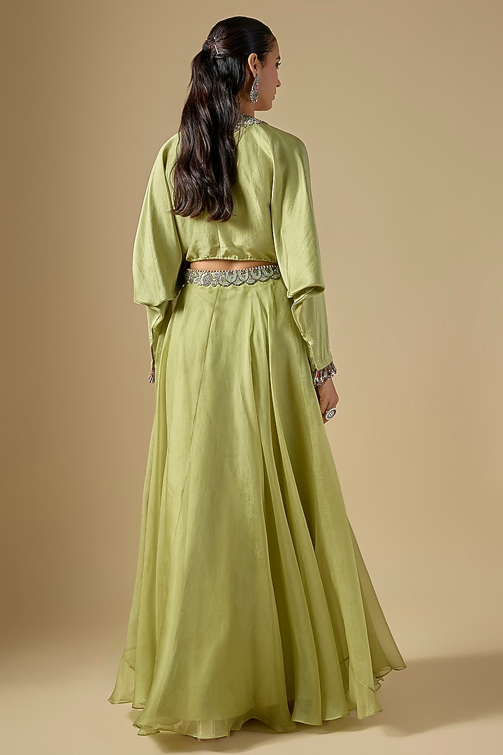 Green Organza Skirt Set by Prisho at Pernia's Pop Up Shop