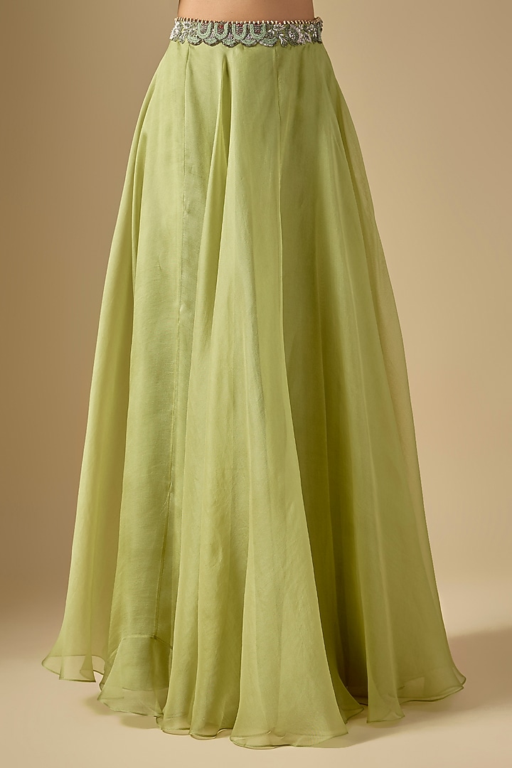 Green Organza Skirt Set by Prisho at Pernia's Pop Up Shop