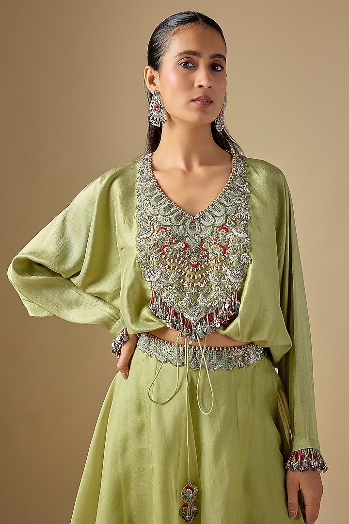 Green Organza Skirt Set by Prisho at Pernia's Pop Up Shop