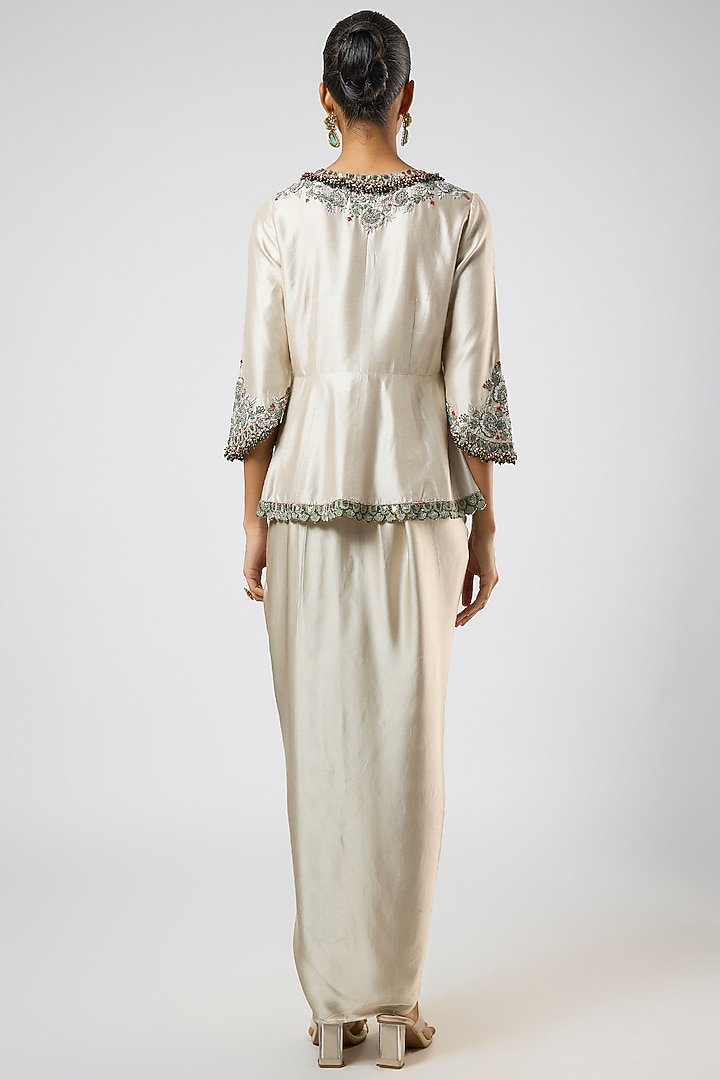 Smoke Grey Modal Satin Dhoti Skirt Set by Prisho at Pernia's Pop Up Shop